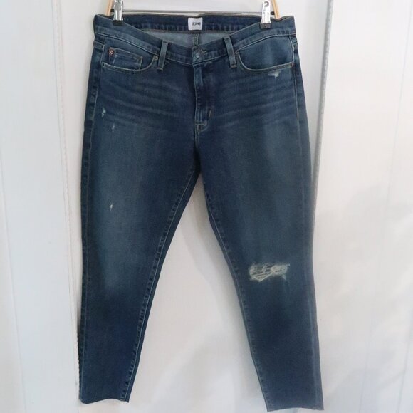 Hudson Low Rise Super Skinny Ankle woman Jeans Sz 32 Medium Indigo Distressed - Picture 1 of 16